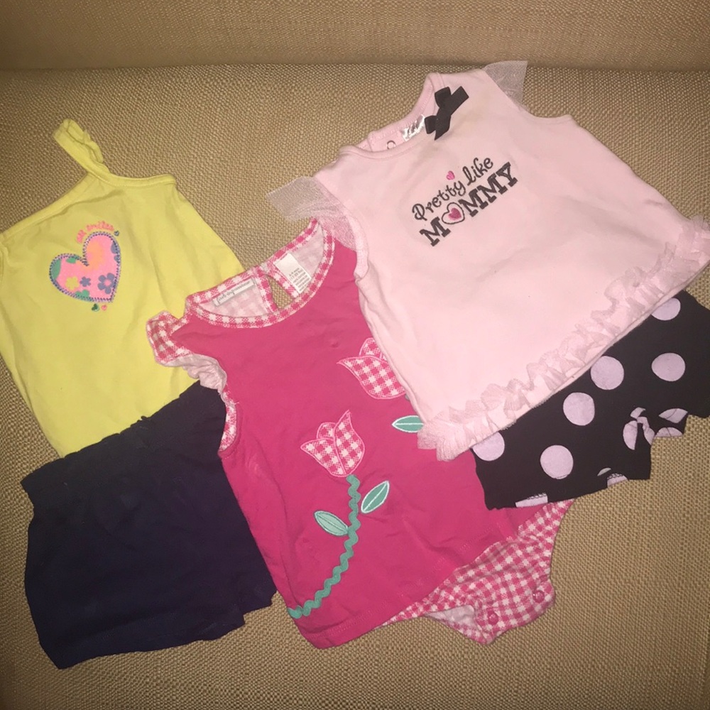 3 SUMMER infant girls outfits size 6 months